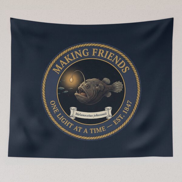 Item preview, Making Friends One Light at a Time Anglerfish Badge designed and sold by CalmCapy Co.