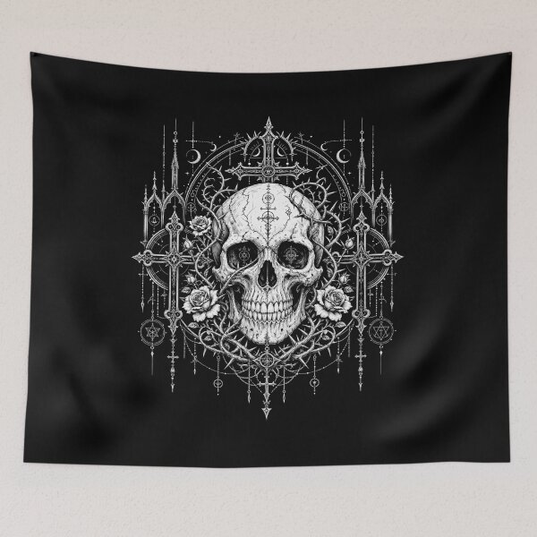 Item preview, Gothic Skull Rose Cross Dark Art Occult designed and sold by CF_VintageDesign.