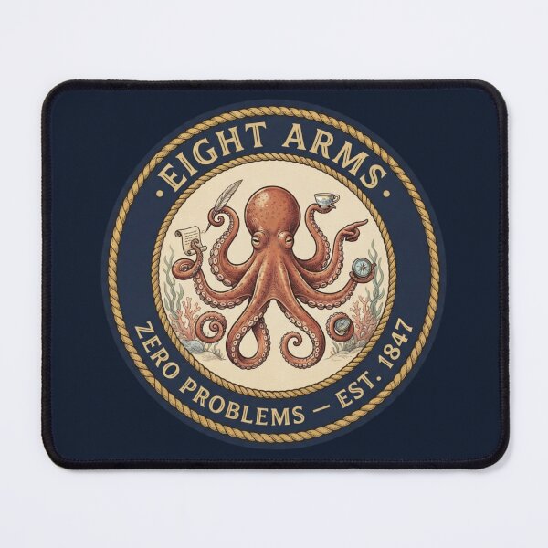 Item preview, Eight Arms Zero Problems Octopus Club Humor Badge designed and sold by CalmCapy Co.