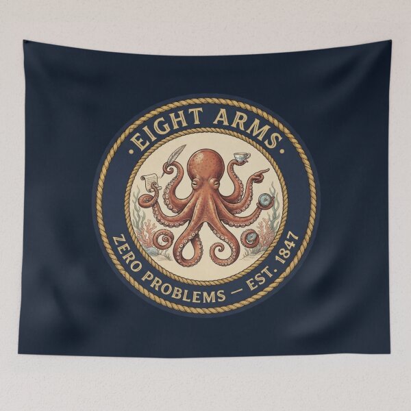 Item preview, Eight Arms Zero Problems Octopus Club Humor Badge designed and sold by CalmCapy Co.