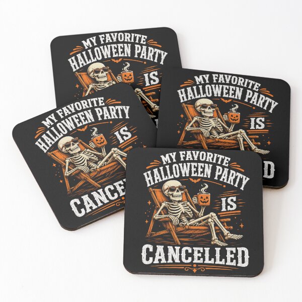 Item preview, Halloween Party Canceled Skeleton in Chair Funny Tee designed and sold by ROUX-ART.