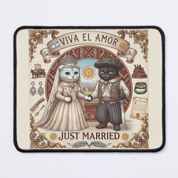Item preview, Argentine Gaucho Cats Wedding "Viva el Amor" Just Married South American Design designed and sold by PetalsPaws.