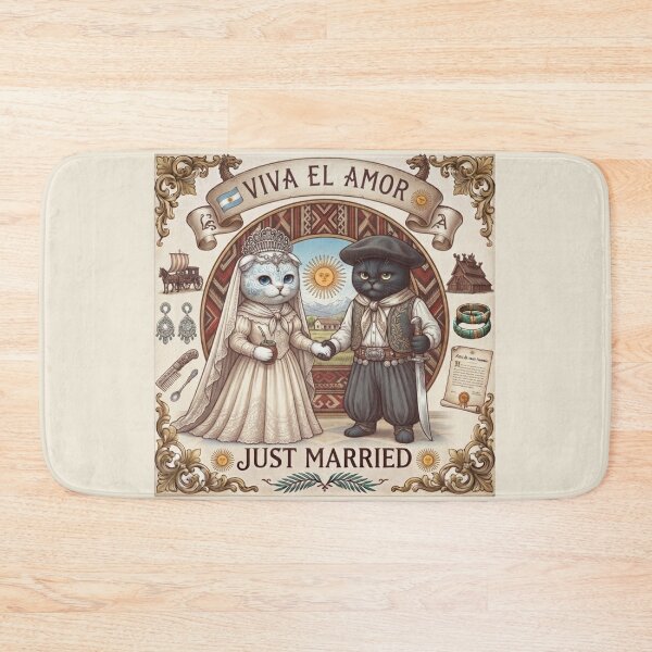 Artikelvorschau, Hochzeit mit argentinischen Gaucho-Katzen „Viva el Amor“ – Südamerikanisches Design für frisch Verheiratete entworfen und verkauft von PetalsPaws.