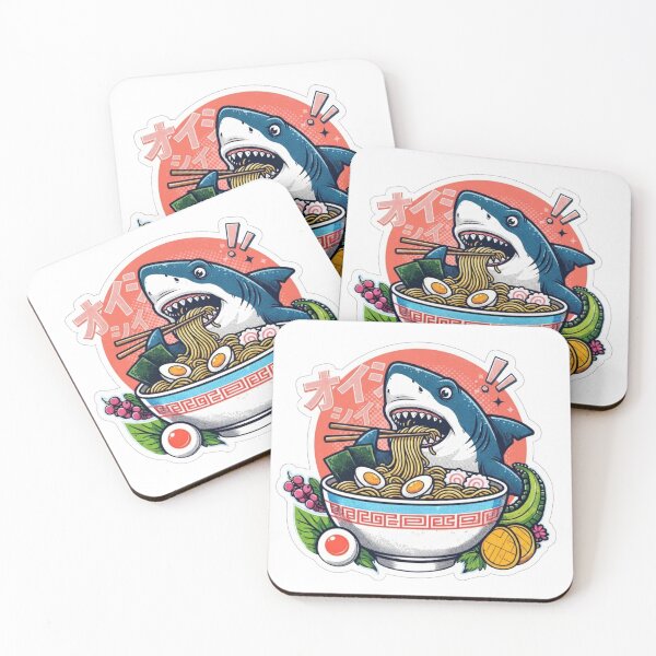 Item preview, Cute Shark Eating Ramen Japanese Anime Style Sticker designed and sold by ORI-ginal Weirdos: The Weirdly Wonderful Crew.