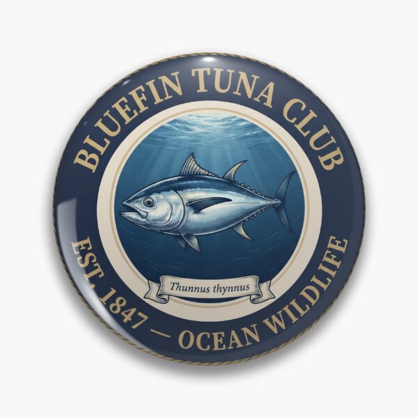 Item preview, Bluefin Tuna Club Vintage Badge Ocean Wildlife designed and sold by CalmCapy Co.