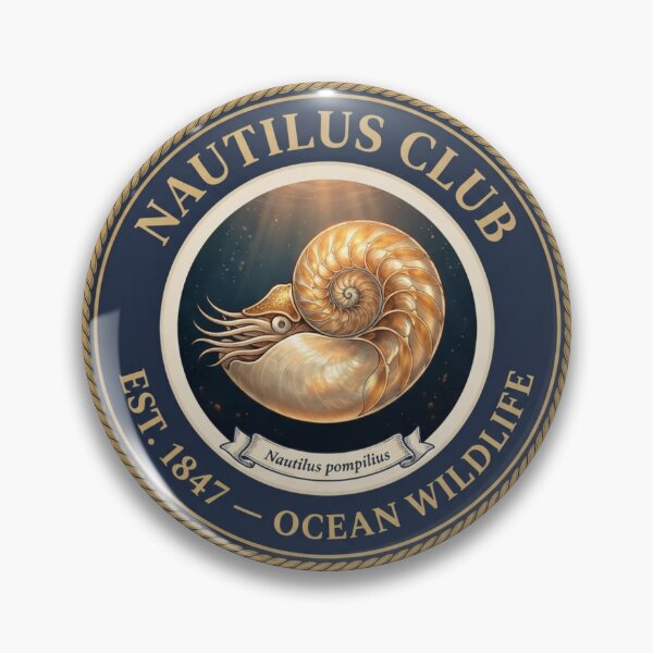 Item preview, Nautilus Club Vintage Badge Ocean Wildlife Art designed and sold by CalmCapy Co.