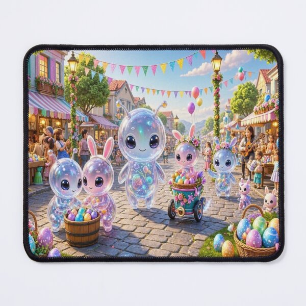 Item preview, Cute Alien Medanix Easter Festival - Whimsical Spring Holiday Art designed and sold by Breezes-of-Ida.