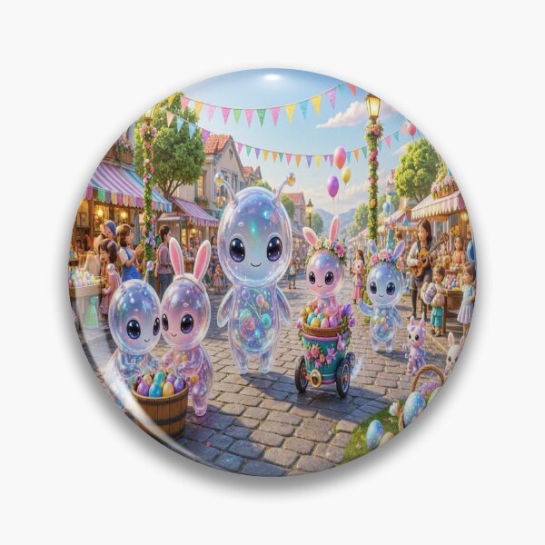 Item preview, Cute Alien Medanix Easter Festival - Whimsical Spring Holiday Art designed and sold by Breezes-of-Ida.