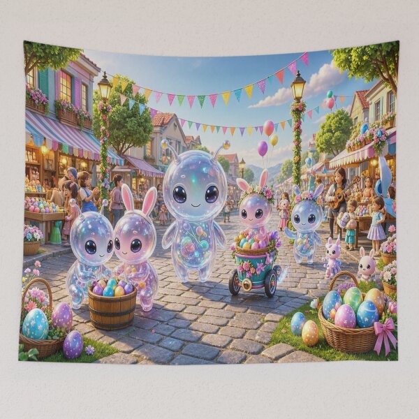 Item preview, Cute Alien Medanix Easter Festival - Whimsical Spring Holiday Art designed and sold by Breezes-of-Ida.