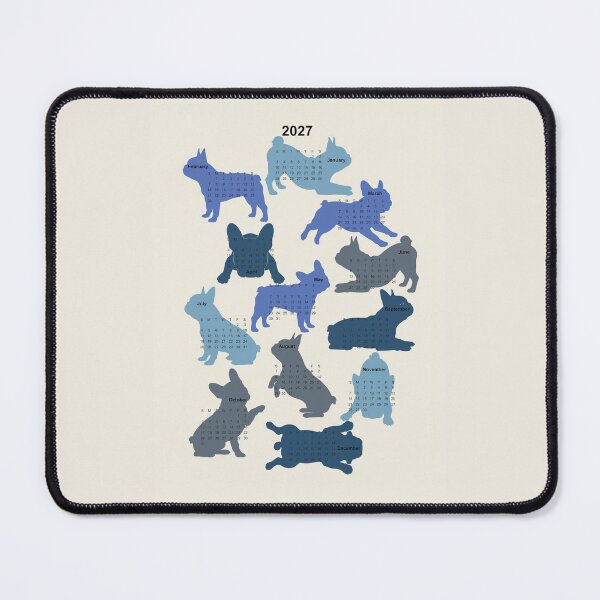 Item preview, 2027 French Bulldog dog full year calendar Cloud Dancer White designed and sold by Anne Londez Studio.