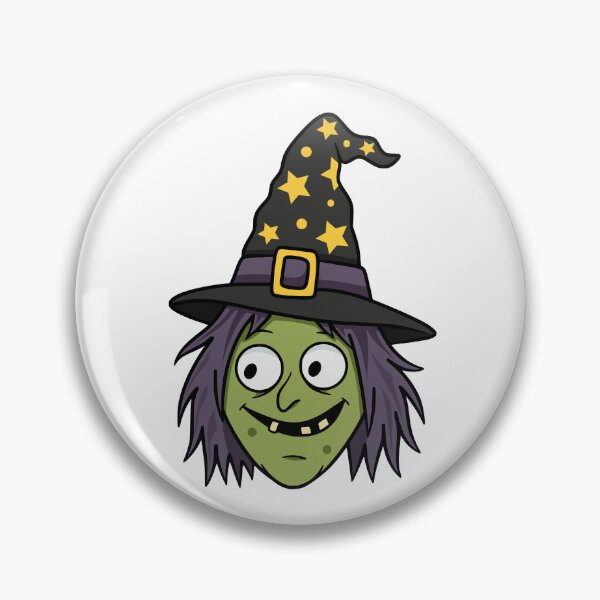 Item preview, Green Face Witch With Star Hat And Purple Hair designed and sold by Doodle Moon Studios.