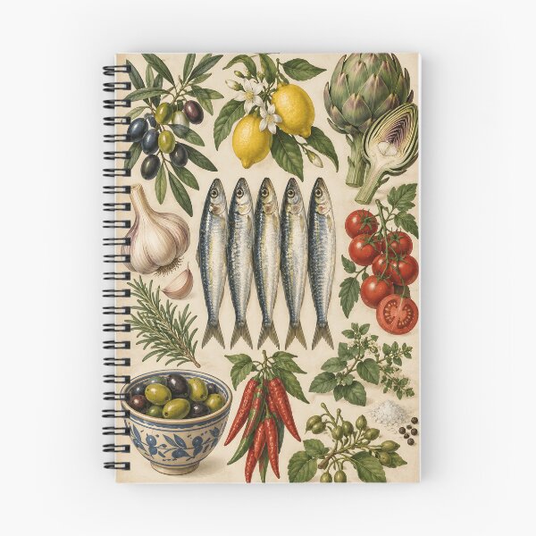Item preview, Vintage Mediterranean Food & Sardines Kitchen designed and sold by LinaDesign Store.
