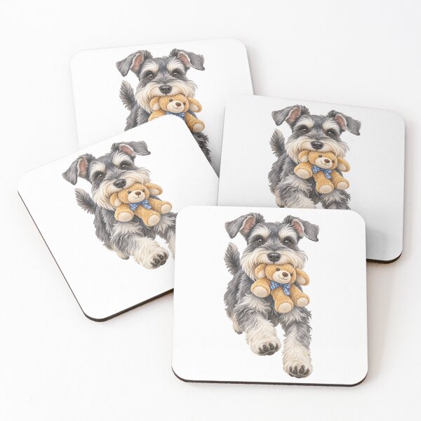 Item preview, Happy Schnauzer Running With His Teddy Bear designed and sold by Russell Thorne.