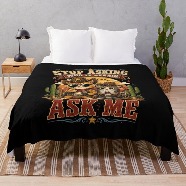 Item preview, Stop Asking Who Is Afraid Ask Me Cowboy Cats T-Shirt – Funny Western Cat Graphic Tee designed and sold by Artimax-Studio.
