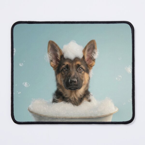 Item preview, Baby German Shepherd Bubble Bath Cute Nursery Bathroom Art designed and sold by LazyOwlStore.