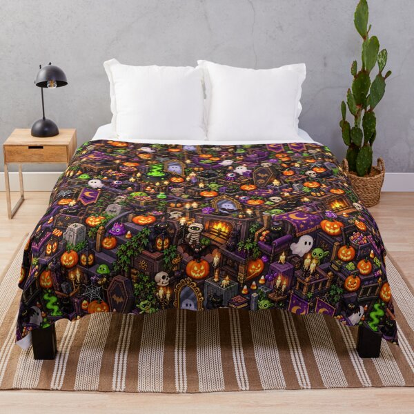 Item preview, Halloween Haunted Room Monster Pixel Art Pattern designed and sold by yayor.