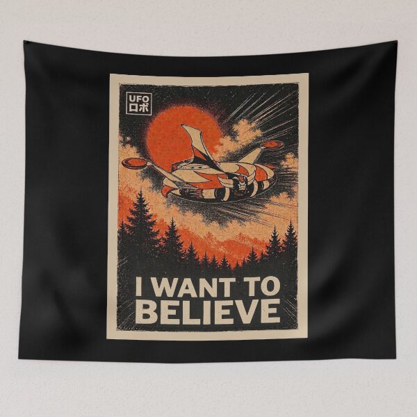 Item preview, Retro UFO Robot – I Want To Believe Vintage Japanese Anime Poster designed and sold by zumerdiego.