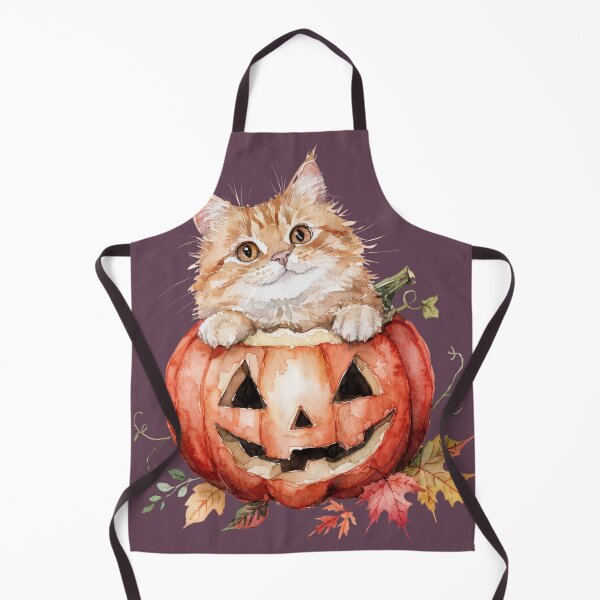 Item preview, Adorable Fluffy Ginger Cat in Halloween Pumpkin Watercolor designed and sold by Angellacelin.