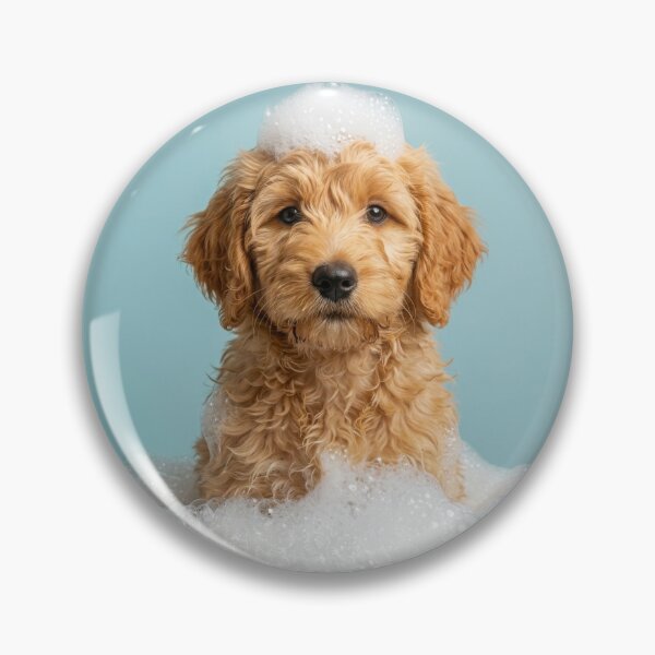 Item preview, Baby Goldendoodle Bubble Bath Cute Nursery Bathroom Wall Art designed and sold by LazyOwlStore.