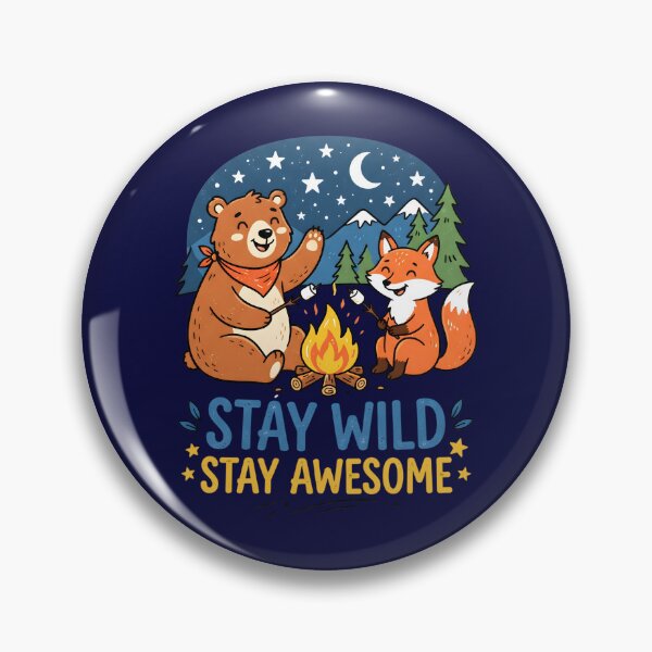 Item preview, Stay Wild Stay Awesome Cute Bear Fox Campfire designed and sold by Mr Lee.