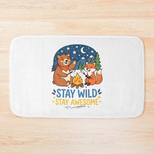 Item preview, Stay Wild Stay Awesome Cute Bear Fox Campfire designed and sold by Mr Lee.