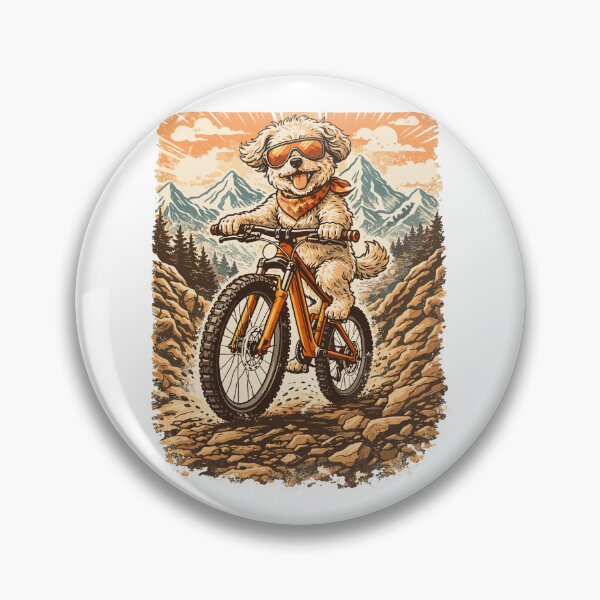 Item preview, Maltipoo on a mountain bike in the mountains designed and sold by Pineapple-Tree.