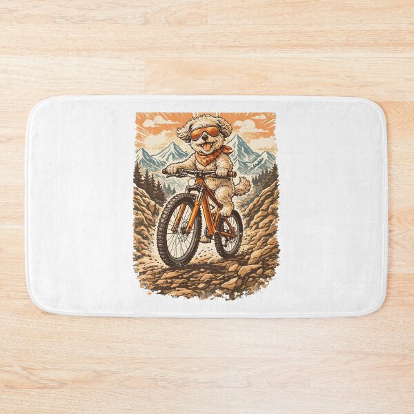 Item preview, Maltipoo on a mountain bike in the mountains designed and sold by Pineapple-Tree.