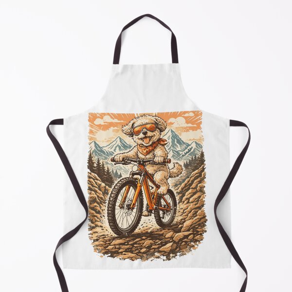Item preview, Maltipoo on a mountain bike in the mountains designed and sold by Pineapple-Tree.