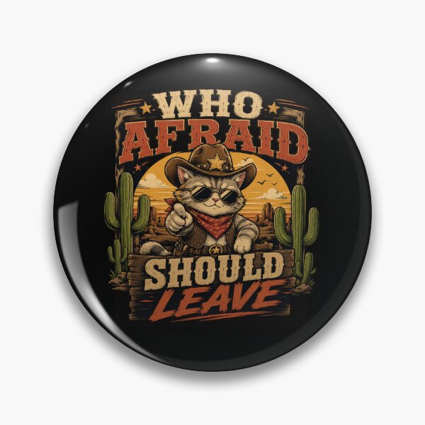 Item preview, Who Afraid Should Leave Cowboy Cat T-Shirt – Funny Western Cat Graphic Tee designed and sold by Artimax-Studio.
