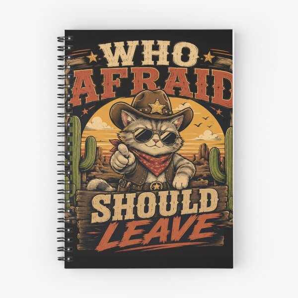 Item preview, Who Afraid Should Leave Cowboy Cat T-Shirt – Funny Western Cat Graphic Tee designed and sold by Artimax-Studio.