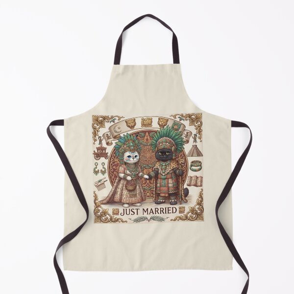 Item preview, Ancient Aztec Mayan Wedding Cats Just Married - Mesoamerican Cute Feline Couple Gift designed and sold by PetalsPaws.
