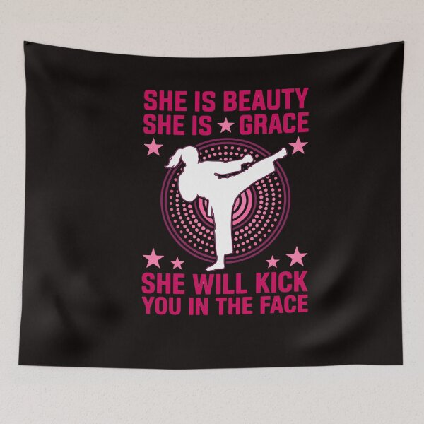 Item preview, She Is Beauty She Is Grace She Will Kick You In The Face Martial Arts Woman designed and sold by w66aboo.