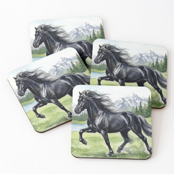Item preview, Freydis Black Horse in Nordic Landscape designed and sold by CentauriArt.
