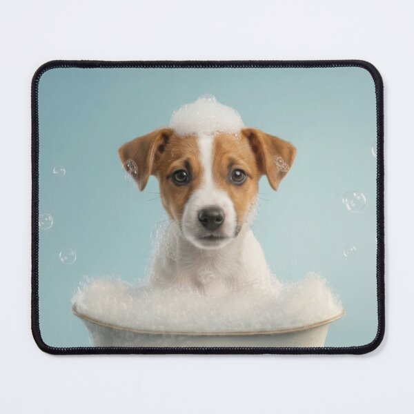 Item preview, Baby Jack Russell Terrier Bubble Bath Nursery Bathroom Art designed and sold by LazyOwlStore.