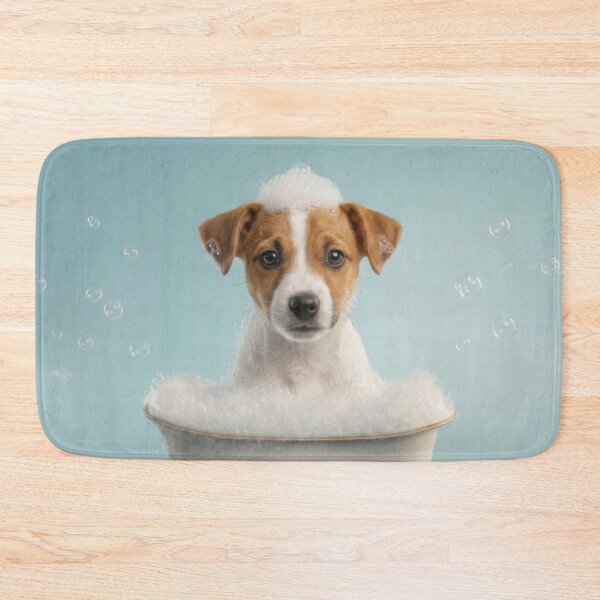 Item preview, Baby Jack Russell Terrier Bubble Bath Nursery Bathroom Art designed and sold by LazyOwlStore.