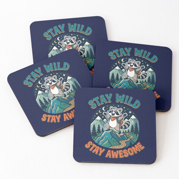 Item preview, Stay Wild Stay Awesome Cute Raccoon Hiking designed and sold by Mr Lee.