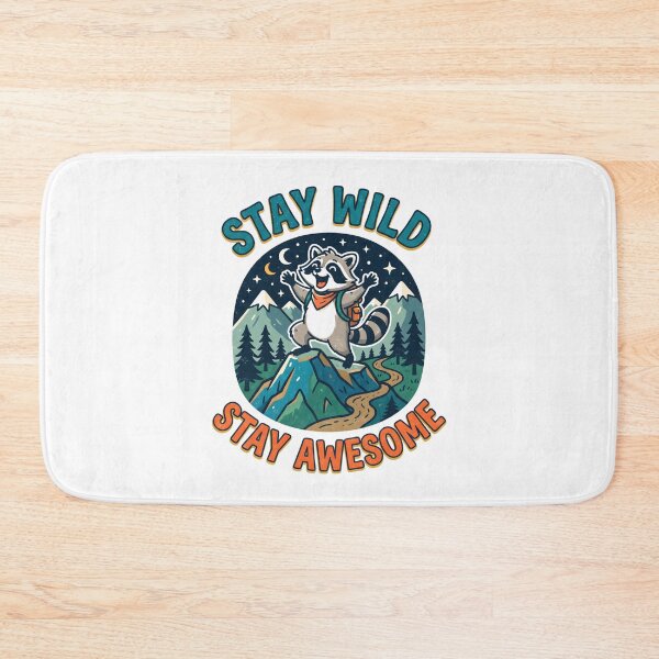 Item preview, Stay Wild Stay Awesome Cute Raccoon Hiking designed and sold by Mr Lee.