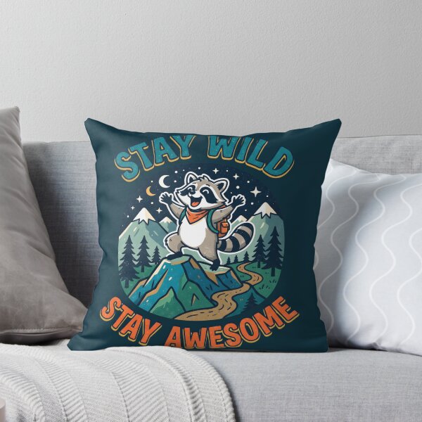Item preview, Stay Wild Stay Awesome Cute Raccoon Hiking designed and sold by Mr Lee.