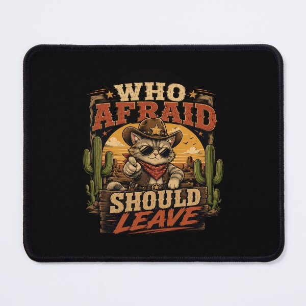 Item preview, Who Afraid Should Leave Cowboy Cat Shirt – Funny Western Cat Graphic Tee designed and sold by Artimax-Studio.