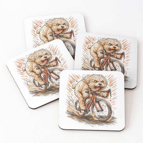 Item preview, Maltipoo on a racing bike: A dog accelerating the pace of a bicycle designed and sold by Pineapple-Tree.