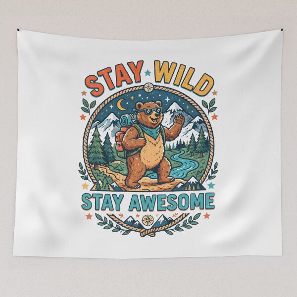 Item preview, Stay Wild Stay Awesome Cool Bear Hiking designed and sold by Mr Lee.