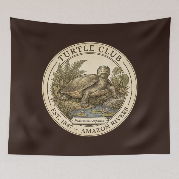 Item preview, Turtle Club Amazon Rivers Vintage Badge designed and sold by CalmCapy Co.