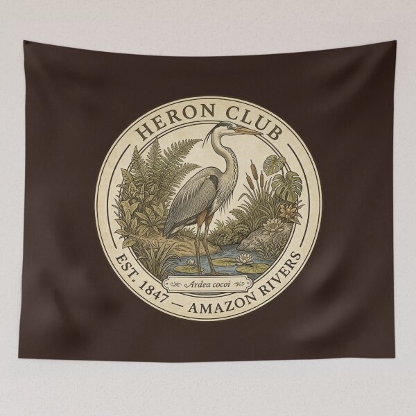 Item preview, Heron Club Amazon Rivers Vintage Badge designed and sold by CalmCapy Co.
