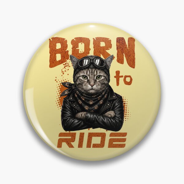 Item preview, Grey Tabby Cat Born To Ride - Biker Jacket & Bandana & Goggles designed and sold by PixelsPaws.