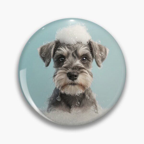 Item preview, Baby Miniature Schnauzer Bubble Bath Nursery Bathroom Art designed and sold by LazyOwlStore.