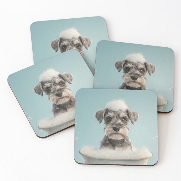 Item preview, Baby Miniature Schnauzer Bubble Bath Nursery Bathroom Art designed and sold by LazyOwlStore.