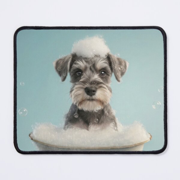 Item preview, Baby Miniature Schnauzer Bubble Bath Nursery Bathroom Art designed and sold by LazyOwlStore.