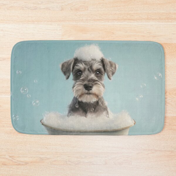 Item preview, Baby Miniature Schnauzer Bubble Bath Nursery Bathroom Art designed and sold by LazyOwlStore.
