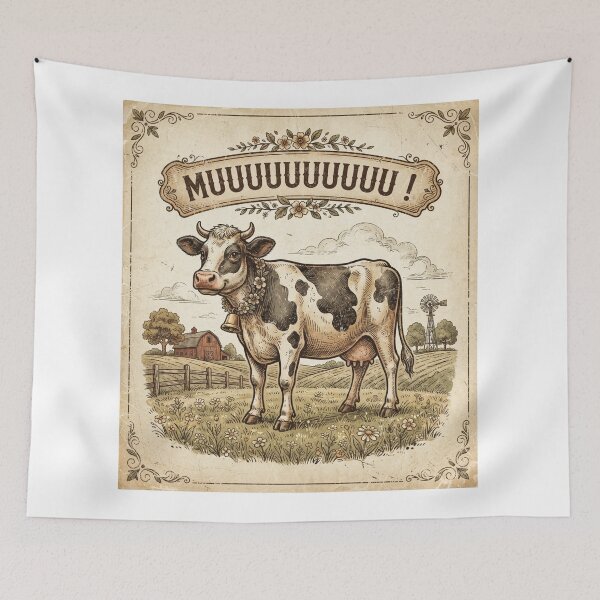 Item preview, Cow in vintage style designed and sold by KRIDD-DESIGN.
