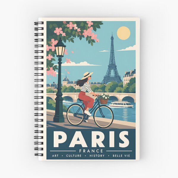 Item preview, Paris France Vintage Travel  – Eiffel Tower Cycling City Art designed and sold by roam.andprint.